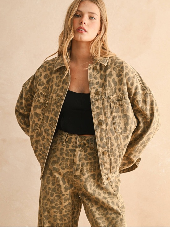 Miou Muse Jackets & Blazers - NWT Miou Muse Muted Leopard Denim Jacket 
100% Cotton size Medium